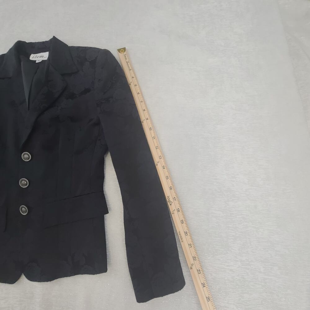 Jacquard Floral fairy grunge whimsigoth crop blazer black Size 6 office career - Picture 4 of 8